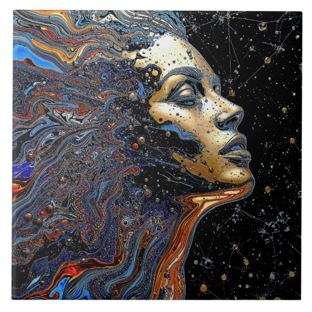 "Celestial Cognition" – En Surreal Porträtt Kakelplatta (Framsidan)