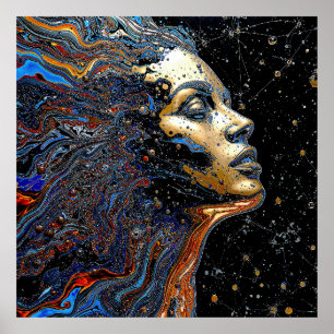 "Celestial Cognition" – En Surreal Porträtt Poster
