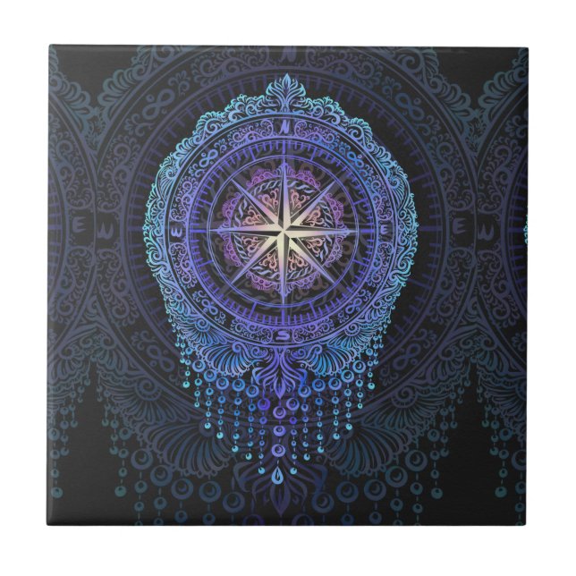 Celestial Compass Mandala Kakelplatta (Framsidan)