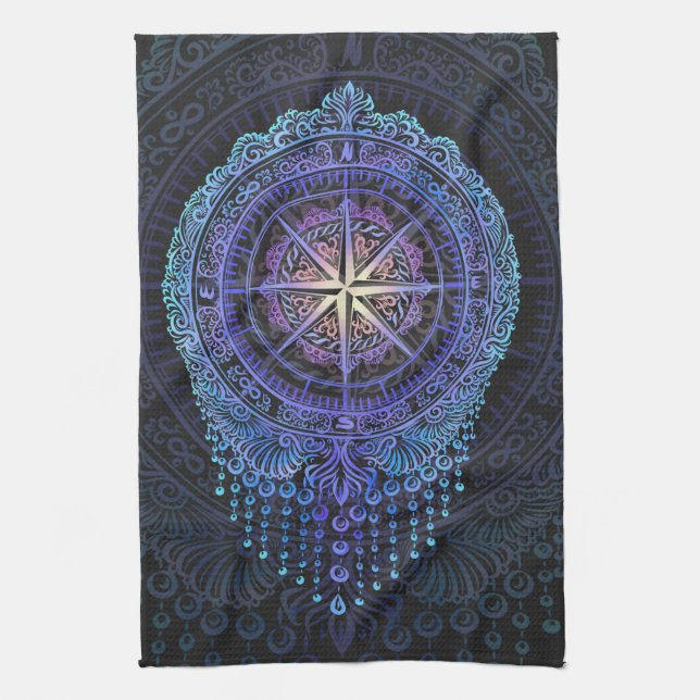 Celestial Compass Mandala Kökshandduk (Vertikal)