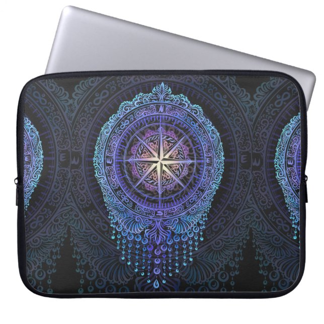 Celestial Compass Mandala Laptop Sleeve (Framsidan)