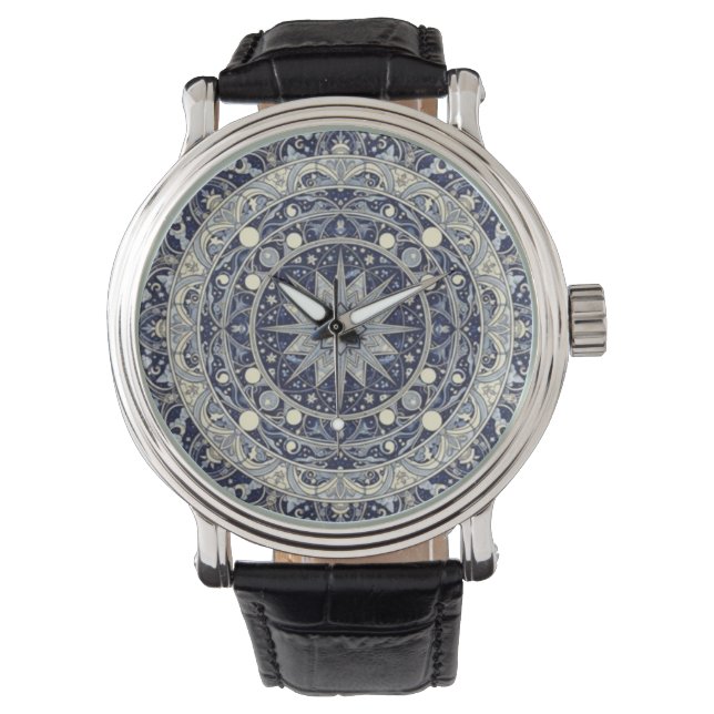 Celestial Compass Mandala Star Pattern Art Armbandsur (Framsida)