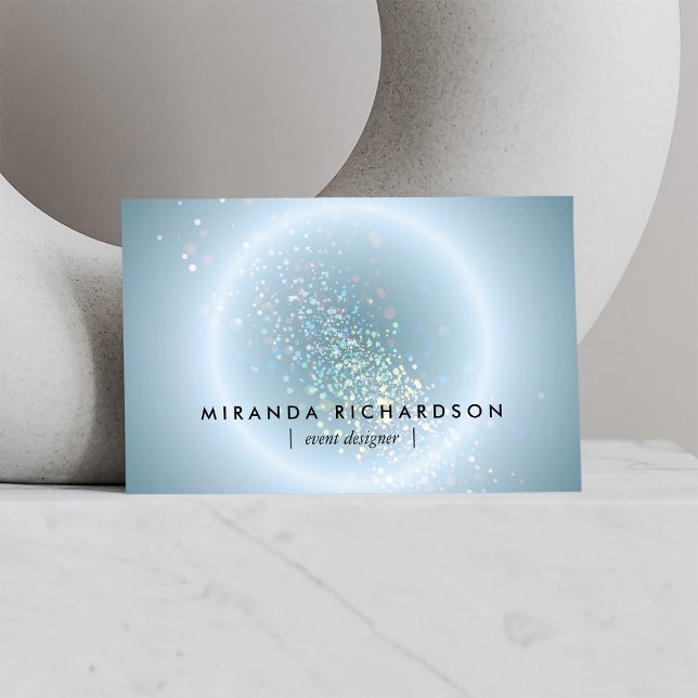 Celestial Confetti Glow Blue Visitkort (Skapare uppladdad)