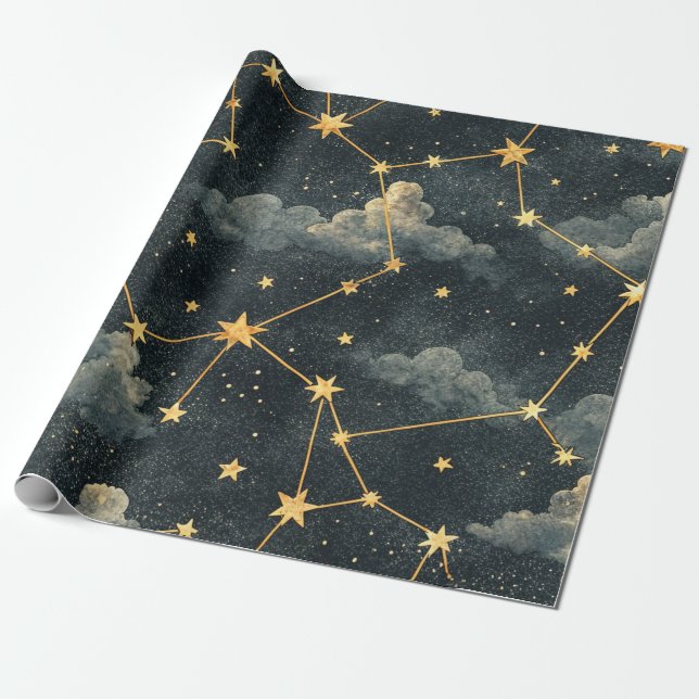 Celestial Constellation Star Pattern (1) Presentpapper (Utrullad)