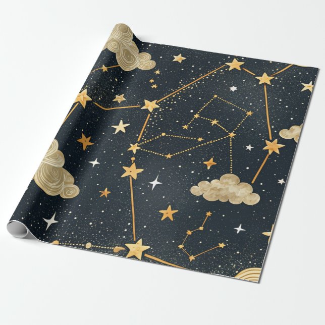 Celestial Constellation Star Pattern (2) Presentpapper (Utrullad)