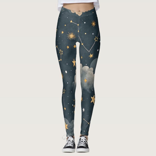 Celestial Constellation Star Pattern (5) Leggings (Framsida)