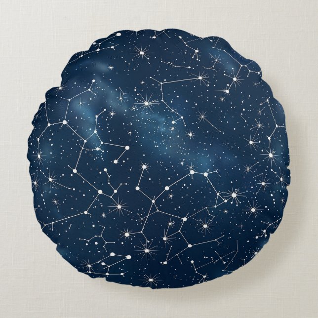 Celestial Constellation - Stjärnighet (4) Rund Kudde (Framsidan)