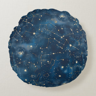 Celestial Constellation - Stjärnnatt (6) Rund Kudde