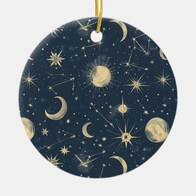 Celestial Constellation - Stjärnnatten (3) Julgransprydnad Keramik (Framsidan)