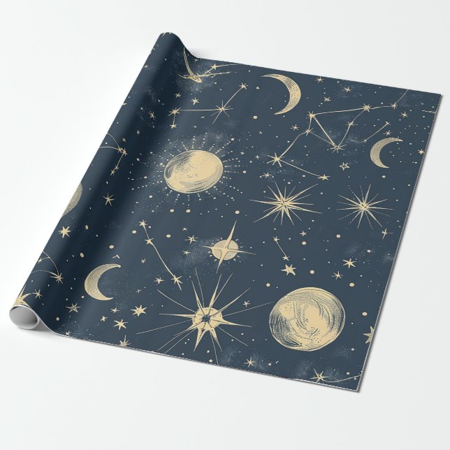 Celestial Constellation - Stjärnnatten (3) Presentpapper (Utrullad)