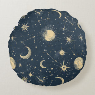 Celestial Constellation - Stjärnnatten (3) Rund Kudde