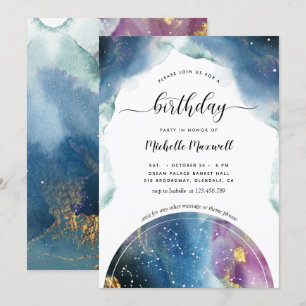 Celestial Constellations och Stars Birthday Inbjudningar