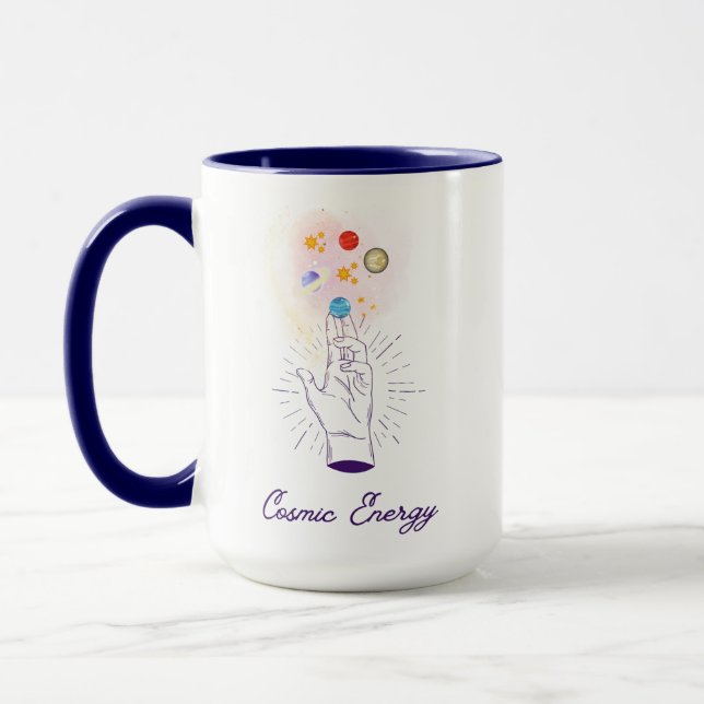 Celestial Cosmic Hand Coffee Mug - Minimalist Myst Mugg (Vänster)