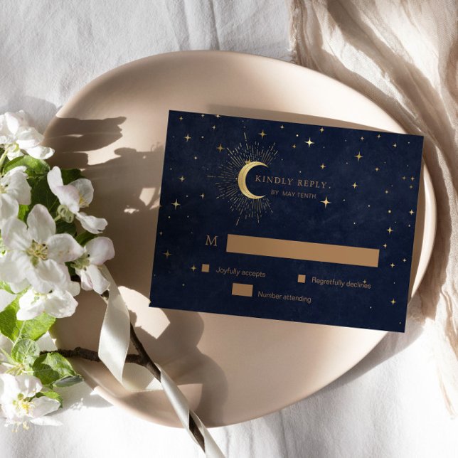 Celestial Crescent Måne Guld OSA Responskort (Skapare uppladdad)