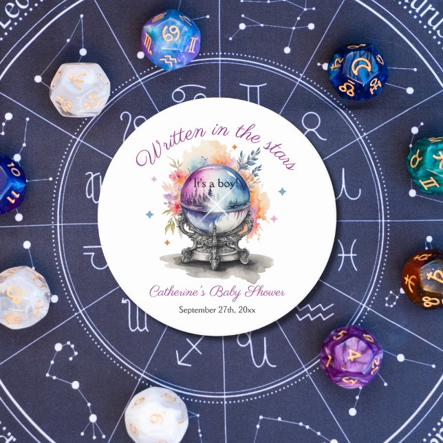 Celestial Crystal Boll Astrology Baby Shower Underlägg Papper Rund (Skapare uppladdad)