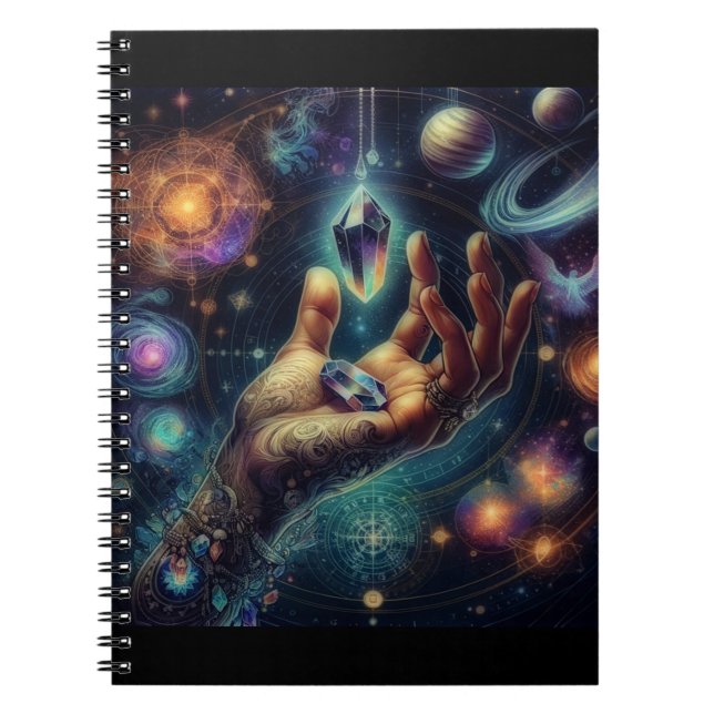 Celestial Crystal i Handflatan Galaxy Spacy Anteckningsbok (Framsidan)