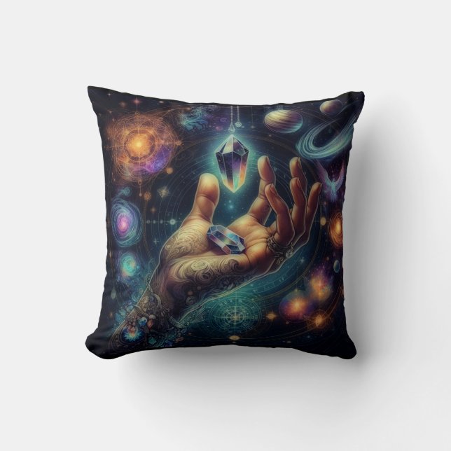 Celestial Crystal i Handflatan Galaxy Spacy Kudde (Framsida)