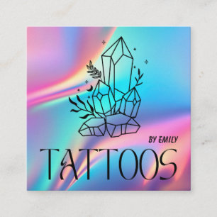 Celestial Crystal Tatto Salon HoloGraph Fyrkantigt Visitkort