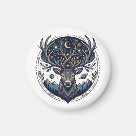Celestial Deer Mystical Moon & Star Art Hjort Magnet