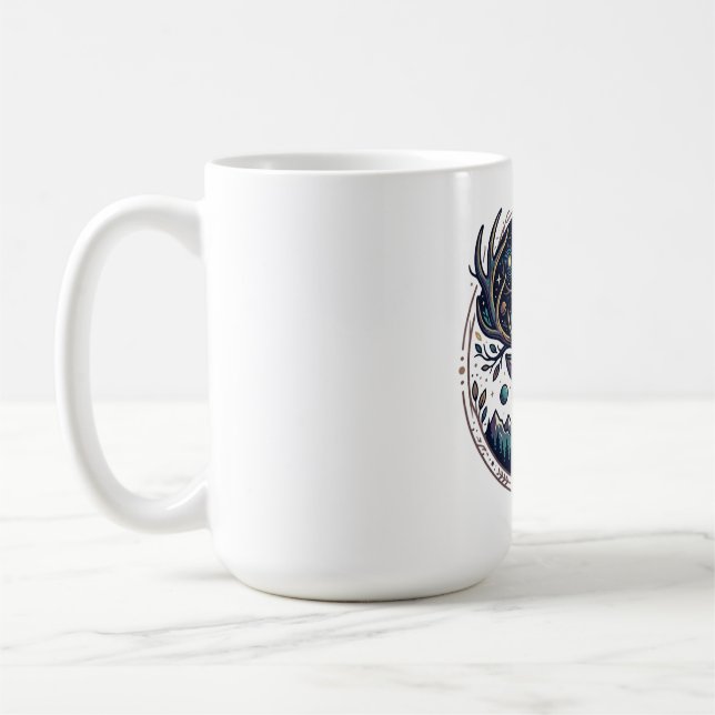 Celestial Deer Mystical Moon & Star Art Stag Kaffemugg (Vänster)