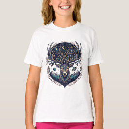 Celestial Deer Mystical Moon & Star Art Stag T Shirt