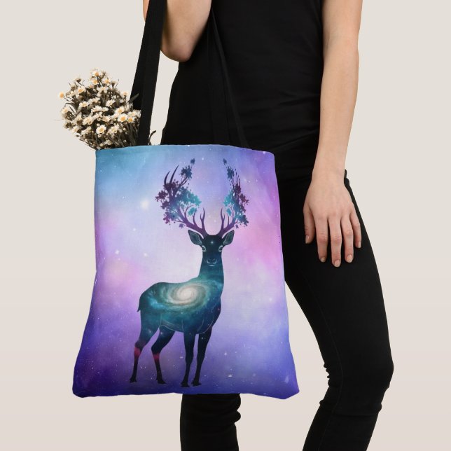 Celestial Deer Silhouette Tote Tygkasse (Närbild)