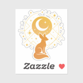 Celestial Desert Fox - Måne och Stars Cosmic Klistermärken