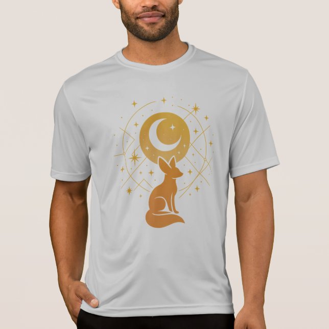 Celestial Desert Fox - Måne och Stars Cosmic T Shirt (Framsida)