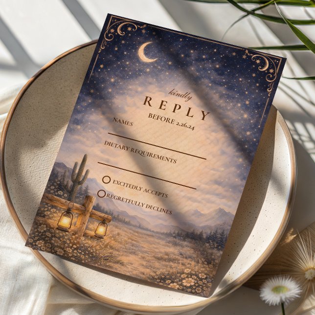 Celestial Desert Moonlit Western Wedding OSA Kort (Skapare uppladdad)