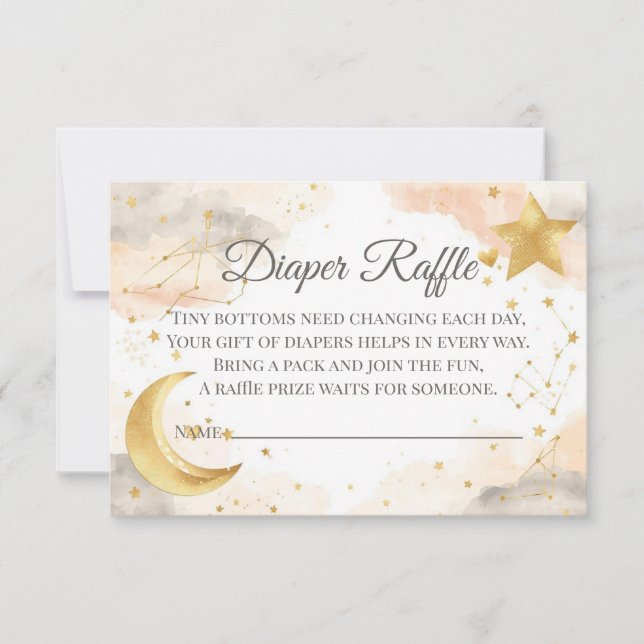Celestial Diaper Raffle Card | Gold Stars Tack Kort (Framsida)