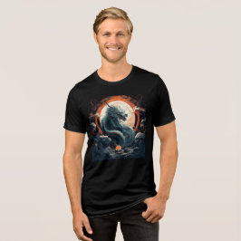 Celestial Dragon Beneath Burning Moon T Shirt