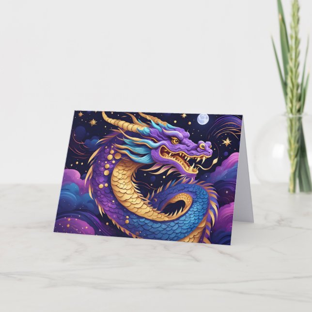 celestial dragon greeting card  tack kort (Framsida)