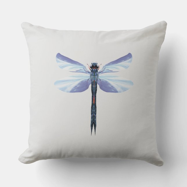 Celestial Dragonfly – Surreal Blue Insect Art Pill Kudde (Framsida)
