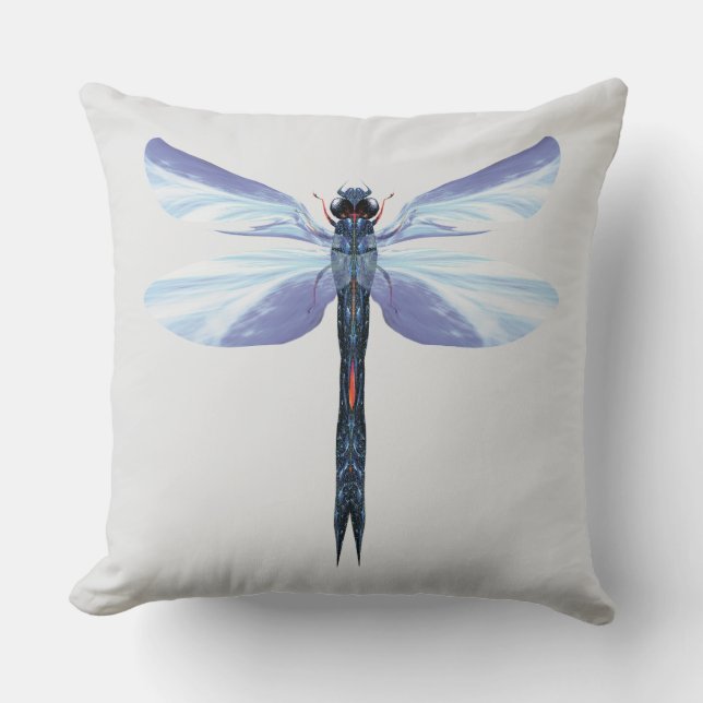 Celestial Dragonfly - Surreal Blue Insekt Art Pill Kudde (Framsida)