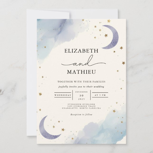 Celestial Dream Bloom Bröllop Inbjudningar (Framsida)