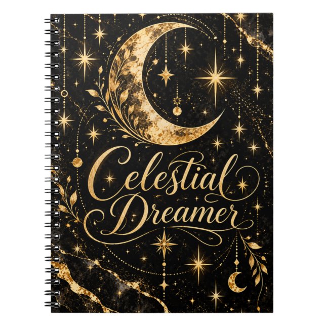 Celestial Dreamer Måne och Stjärnor Anteckningsbok (Framsidan)