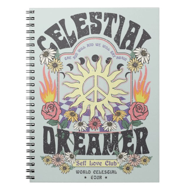 CELESTIAL DREAMER SOL RO TSHIRT-grafik DESIGNhi Anteckningsbok (Framsidan)