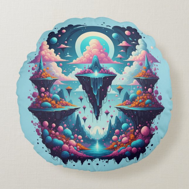 Celestial Dreamscape Pillow Rund Kudde (Framsidan)