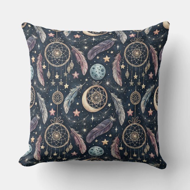 Celestial Drömfångare & Stjärnklar Natt Konst Möns Kudde (Framsida)