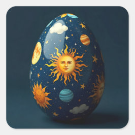 Celestial Easter Egg Fyrkantigt Klistermärke