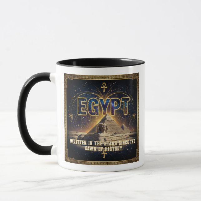 Celestial Egypt Sfinkspyramider Galaxy Affisch Mugg (Vänster)
