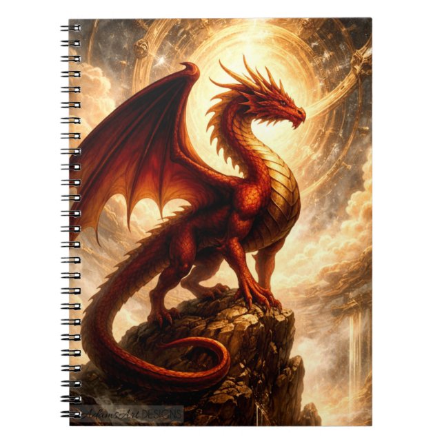 Celestial Eldröd Drakväktare Fantasi Anteckningsbok (Framsidan)