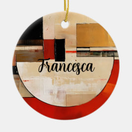 Celestial Elegance: Abstrakt Exploration in Beige Julgransprydnad Keramik