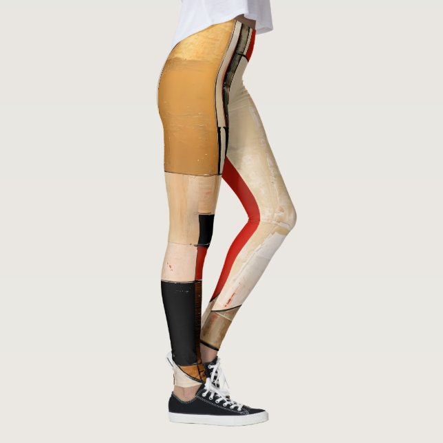 Celestial Elegance: Abstrakt Exploration in Beige Leggings (Höger)