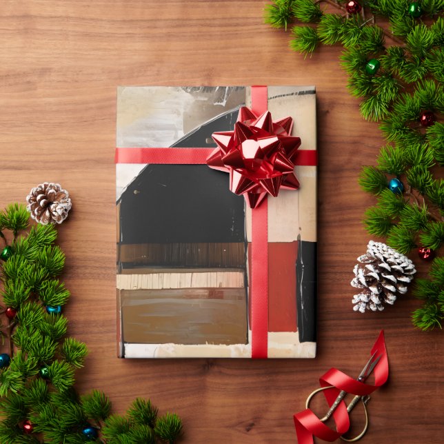 Celestial Elegance: Abstrakt Exploration in Beige Presentpapper (Julgåva)