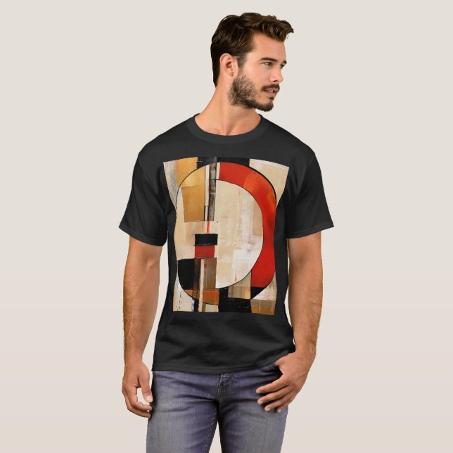 Celestial Elegance: Abstrakt Exploration in Beige T Shirt (Hel framsida)