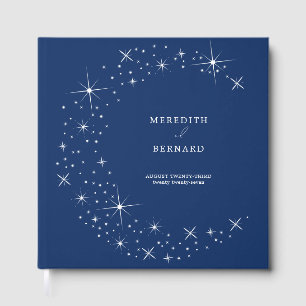 Celestial Elegant Brölldmåne Navyblå Monogram Gästböcker