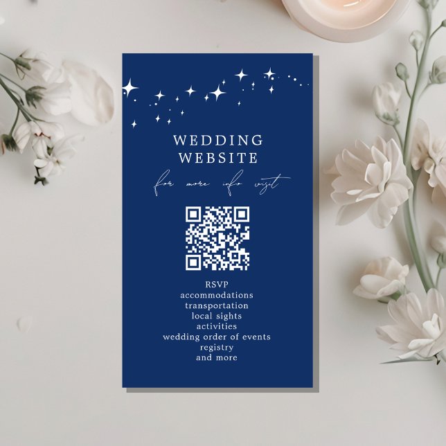 Celestial Elegant Bröllops QR-kod Webbplats Detalj Tilläggskort (Skapare uppladdad)