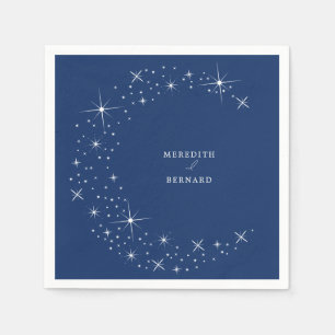 Celestial Elegant Måne flottan Blue Bröllop Napkin Pappersservett