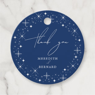 Celestial Elegant Navy Blue Bröllop Tack Gåvor Etiketter